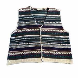 Northern Reflections Sweater Vest Size L Multicolor Fair Isle Button Front